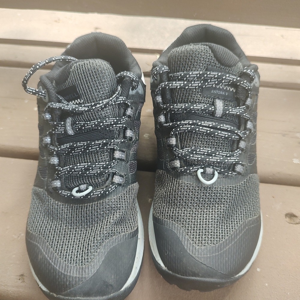 Merrell Antora 3 Trail Running Shoes Womens 6.5 Black Grey Excellent J067590